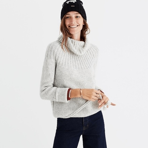 Madewell Light Grey Snowbound Drawstring Pullover Sweater Women’s US L - Picture 1 of 9